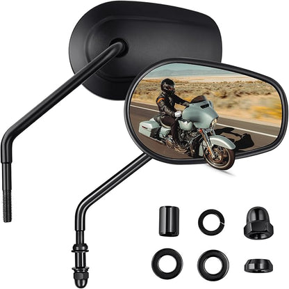 PBYMT M8 Rear View Side Mirrors Black motorcycle mirrors 360 Degree Adjustment rearview mirror Compatible with Harley Sportster Touring Dyna Softail Road King Street Glide 1982-2023