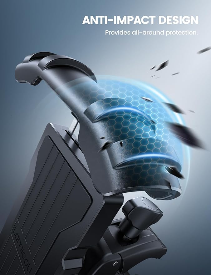 Lamicall Bike Phone Holder Mount - Motorcycle Handlebar Phone Mount Clamp, One Hand Operation, ATV Scooter Phone Clip for iPhone Air 17 16 15 Pro Max / 14 Plus, S20 and 4.7-6.8" Cellphone, Black