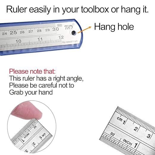 YouOKLight Metal Ruler Set, 6 inch Ruler and 12 inch Ruler. Ruler Inches and Centimeters, Metric Ruler 12 Inches, Metal Ruler 12 inch, Drawing Ruler, Precision Measuring Metal Ruler Silver