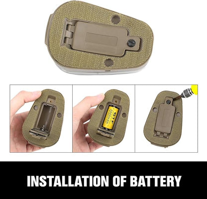 Tactical Helmet IR Strobe Light,Identification Light with Optional 4 Modes, Survival Signal for Outdoor Sports (Brown Base-Green)