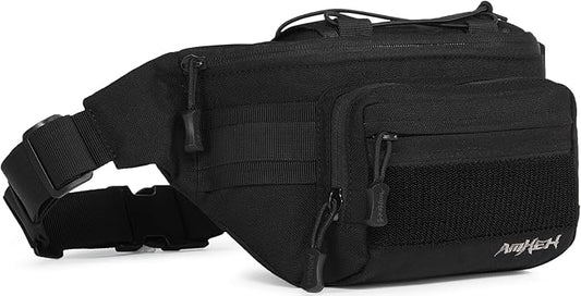 3.5L Military Tactical Fanny Pack | Molle, Quick Access, EDC, Hiking, Travel, Fit Most Men's Waist (Black)