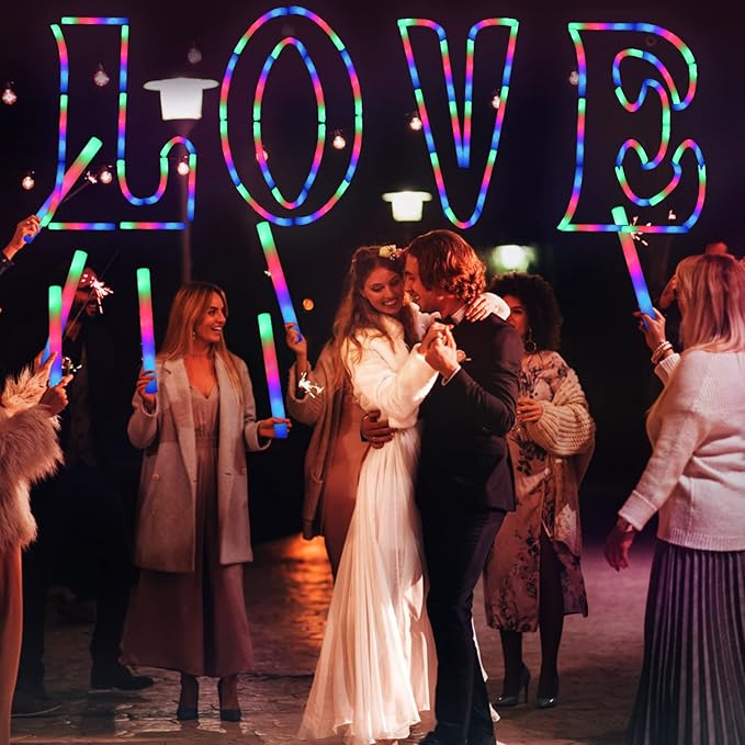 210 PCS Foam Glow Sticks For Wedding, Foam Light Up Sticks with 3 Modes Colorful Flashing, Light Up Foam Sticks, Glow Sticks Bulk Party Pack For Wedding, Concert, Party, Raves, Events