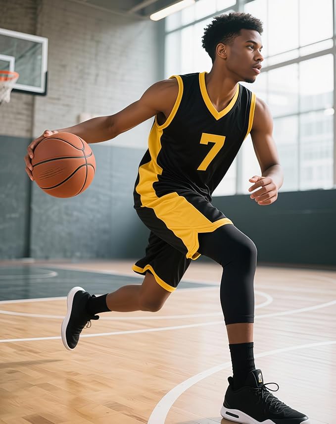 2 Pack Men's 3/4 One Leg Compression Capri Tights Pants Basketball Athletic Running