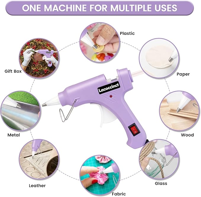 Hot Glue Gun, Mini Hot Glue Gun Kit with 30 Glue Sticks, Fast Preheating Hot Melt for School Crafts DIY Arts and Quick Home Repairs, 20w Light Purple