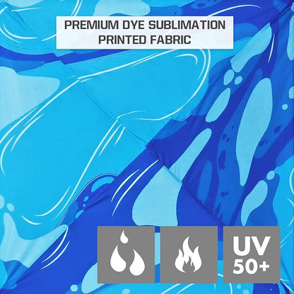EAGLE PEAK 10x10 Slant Leg Pop-up Canopy Tent Easy One Person Setup Instant Outdoor Beach Canopy Folding Portable Sports Shelter 10x10 Base 8x8 Top (Blue Abstract)