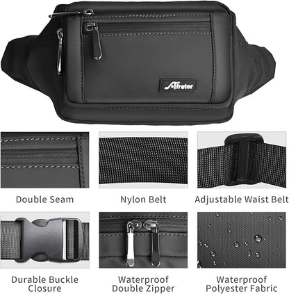 Waist Pack Bag Fanny Pack for Men&Women Hip Bum Bag with Adjustable Strap for Outdoors Workout Traveling Casual Running Hiking Cycling (Black-1)