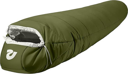 Retrospec Dream Sleeping Bag - 5, 15, 30 Mummy for Camping, Insulated Cold Weather, Lightweight Stuff Sack, Water-Resistant, Adjustable Draw Cords, Adult