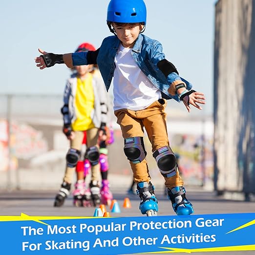 Adult/Kids/Youth Knee Pad Elbow Pads, XINDAER Womens Skate Protective Gear Set 3 in 1 Knee and Elbow Pads Wrist Guards for Skateboard, Roller Skates, Skating, Scooter, Inline Skates, Cycling