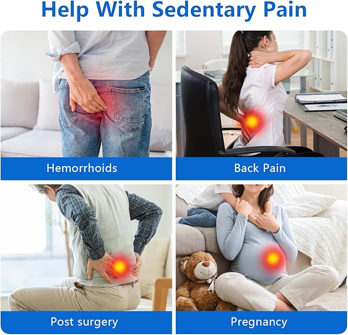 Adjustable Wheelchair Cushions for Tailbone Pain Relief Cushion, Pressure Relief Wheelchair Cushion, Donut Pillow for Hemorrhoids, Bedsores, Prostate, Tail Vertebrae，Sedentary Wheelchair (Black)