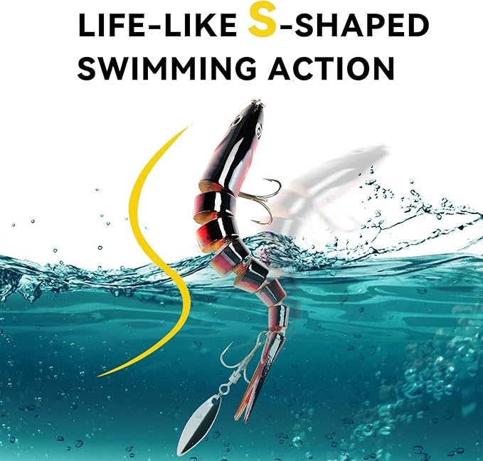 Fishing Lures with Spinner Baits Blades for Topwater, Swimbait for Trout and Bass Slow Sinking, 5pcs Fishing Hard Baits