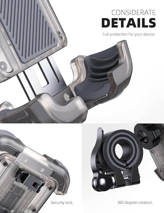 Lamicall Motorcycle Phone Mount, Bike Holder - Upgrade Cellphone Bike Holder, Bicycle Scooter Handlebar Phone Cradle Clip for iPhone 15 Pro Max/ 14, Galaxy S24, 4.7-6.8" Devices