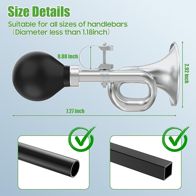 10L0L Golf Cart Bugle Horn, Retro Chrome Snail Air Horn for Yamaha, EZGO, Club Car | Loud & Classic Safety Horn | Universal Fit for Golf Carts, Bikes, Boats | Stainless Steel & Weatherproof