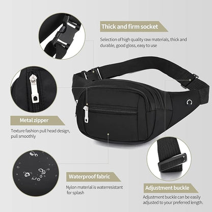 DAITET Crossbody Fanny Pack for Men&Women,Large Waist Bag & Hip Bum Bag with Adjustable Strap for Outdoors Workout Traveling Casual Running Hiking Cycling