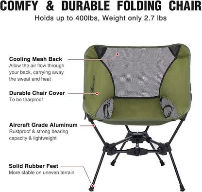 MOON LENCE Portable Camping Chair Backpacking Chair - The 4th Generation Ultralight Folding Chair - Compact, Lightweight Foldable Chairs for Hiking Mountaineering, Beach