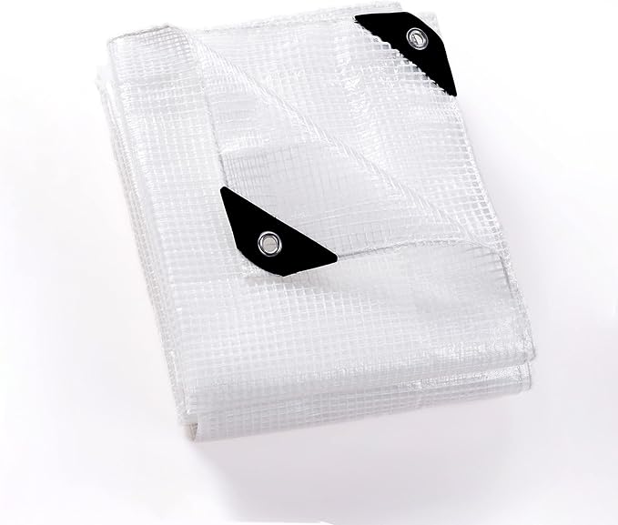 GUARD SHIELD Clear White Tarp Heavy Duty 8x20 Feet Waterproof for Greenhouse Outdoor Garden Poly Cover UV Resistant 3x3 Weave 10mil
