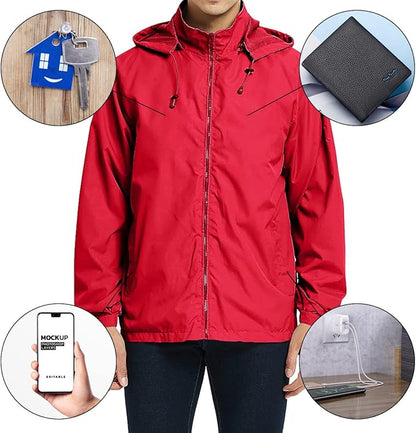 Mens Lightweight Windbreaker Jacket Waterproof Rain Jacket with Hood Soft Shell Jacket