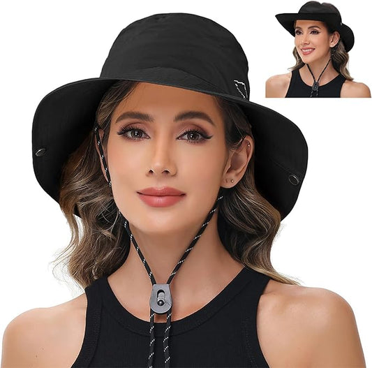 Sun Hats for Women Bucket Hat UV Protection Fishing Hat Wide Brim Safari Hats 2 in 1 Zip-Off Sun Visor Hats UPF 50+
