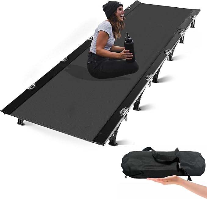 Ultralight Folding Camping Tent Cot, Portable Compact cots for Adults Outdoor Travel, Base Camp, Hiking, Mountaineering, Lightweight Backpacking cot, Oxford Cloth Bed Black Red