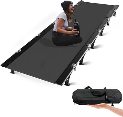 Ultralight Folding Camping Tent Cot, Portable Compact cots for Adults Outdoor Travel, Base Camp, Hiking, Mountaineering, Lightweight Backpacking cot, Oxford Cloth Bed Black Red