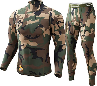 CL convallaria Thermal Underwear for Men Long Johns Fleece Lined Hunting Gear Set Base Layer for Cold Weather XS-4XL