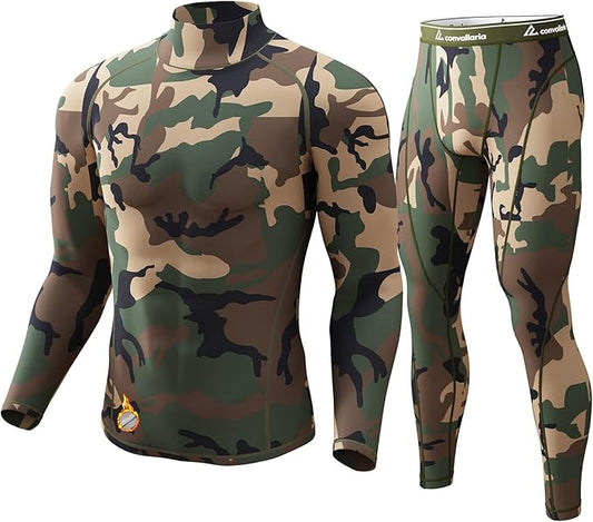 CL convallaria Thermal Underwear for Men Long Johns Fleece Lined Hunting Gear Set Base Layer for Cold Weather XS-4XL