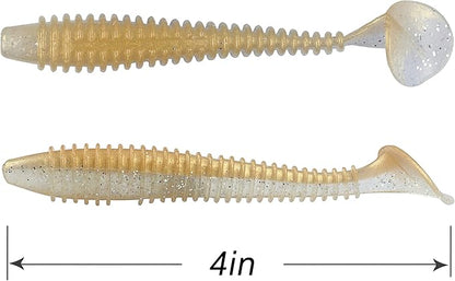 RUNCL Swimbaits Paddle 10/20/30/40PCS, 5/4/3/2 Inchs Paddle Tail, Soft Lure for Trout Crappie Bass, Durable Plastic Bait Swimmer for Saltwater/Freshwater, Fishing Lover's Gift
