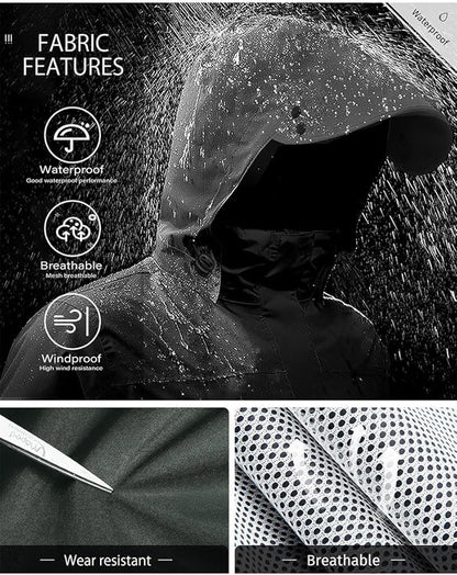 iCreek Rain Suit Waterproof Jacket with Pants 2 Pieces Breathable Lightweight Packable Raincoat with Hooded Rain Gear Unisex