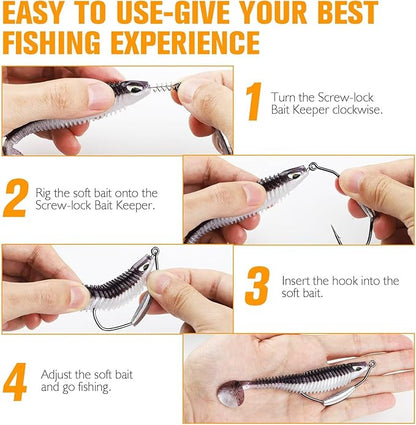 Dovesun 12PCS/25PCS Weighted Swimbait Hooks Weighted Fishing Hooks for Saltwater Freshwater EWG Worm Weedless Hooks for Bass Fishing 3/0 4/0 5/0