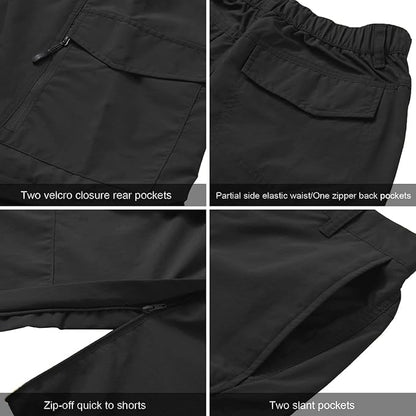 Mens Hiking Pants Quick Dry Lightweight Fishing Convertible Zip Off Safari Trousers