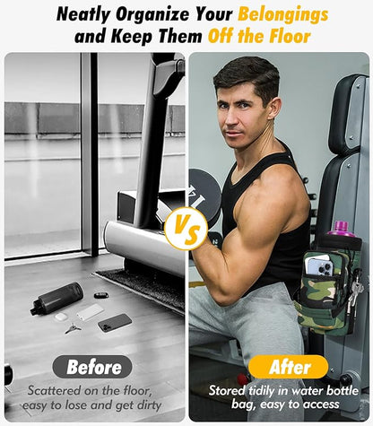 Nuovoware Water Bottle Carrier Bag,25oz/40oz/64oz Bottle Pouch Holder,Adjustable Shoulder Hand Strap 2 Pocket Sling Neoprene Sleeve Sports Accessories for Hiking Travelling Camping