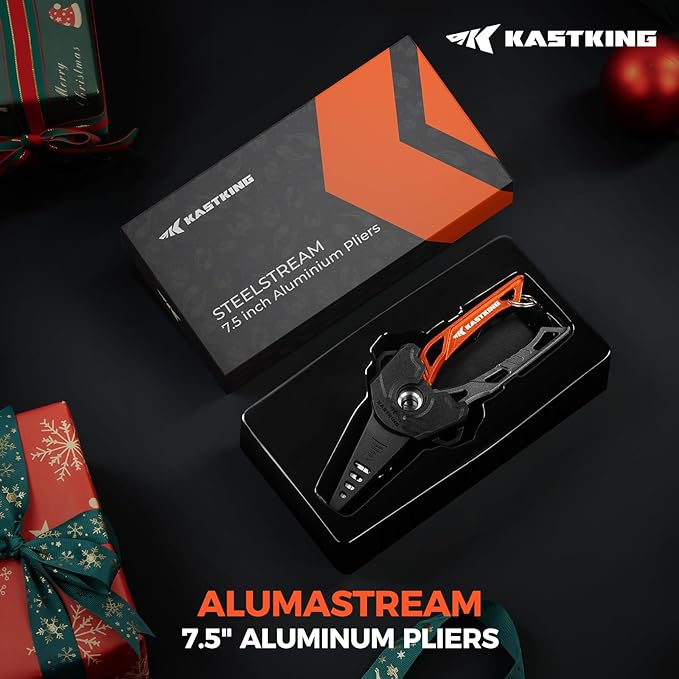 KastKing AlumaStream 7.5" Aluminum Fishing Pliers, Crossover Pliers, Wacky & Neko Rig Pliers With O-Ring Storage, Fishing Gear, Fishing Gifts for Men, Corrosion-Resistant Saltwater & Freshwater Pliers