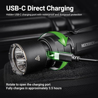 NEXTORCH P91 Tactical Flashlight High Lumens, 5000 Lumens Dual Switch Rechargeable Flashlight with 6 Modes & Strobe & Ceramic Glass Breaker for Night Duty, Breakout Operations, Tactical Training, etc