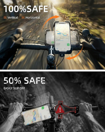 Delobon Motorcycle Phone Mount, Bike Phone Holder, [2025 Upgrade] One Hand Operation Scooter Phone Holder, ATV Phone Mount, for iPhone,Bicycle Handlebar Accessories for 4.7-7.0 inch Smartphones