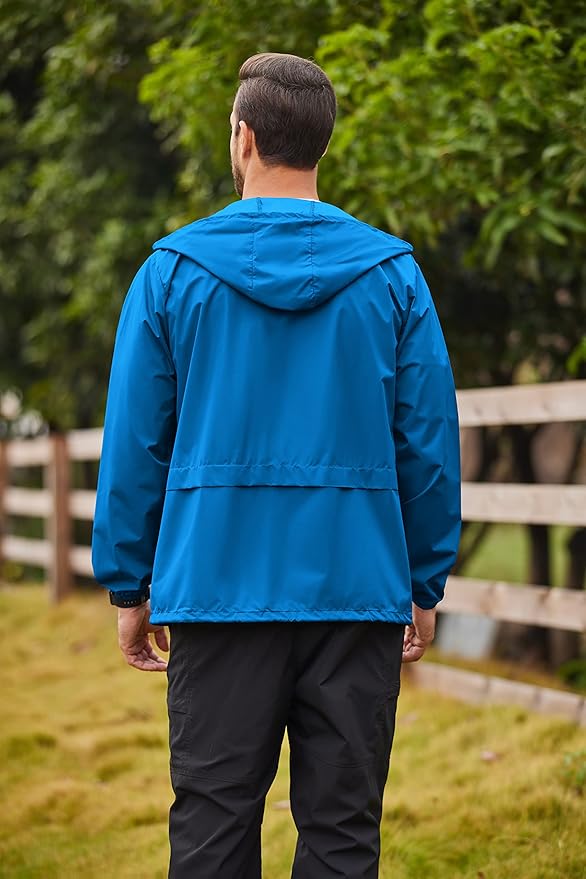 COOFANDY Mens Packable Rain Jacket Lightweight Waterproof Raincoat with Hood Outdoor Rain Gear Travel Hiking Cycling