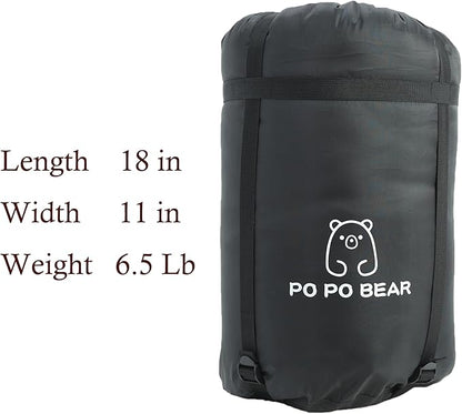 PO PO BEAR Zero Degree Sleeping Bag for Adults 100% Cotton Flannel Tall and Big