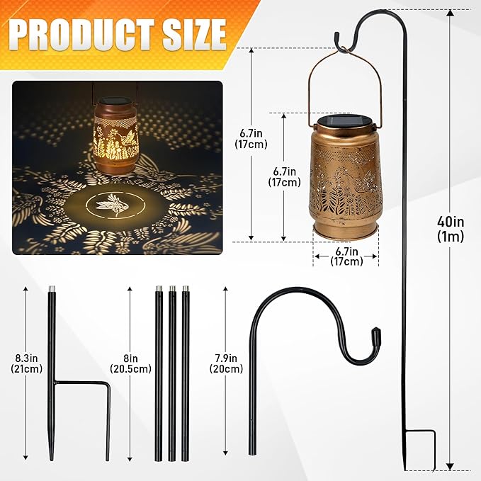 Hummingbird Solar Lantern - Hummingbird Solar Lights for Outside, Patio, Backyard, and Porch - Waterproof Hanging Lantern for Outside - Perfect Gifts for Women