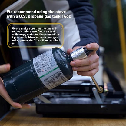 Camping Stove, 3 Burners Propane Portable Camp Stove with Regulator, Push-Button Instant Ignition, Adjustable Burners & Wind Guards for Car BBQ Picnics Outdoor Cooking (BLACK-20400 BTUs)