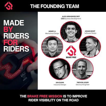 Brake Free Helmet Light - Smart Wireless Motorcycle Lights- Weatherproof LED Motorcycle Helmet Light - Lightweight & Aerodynamic Design - Smart Brake Detection - Single Button Operation - Black