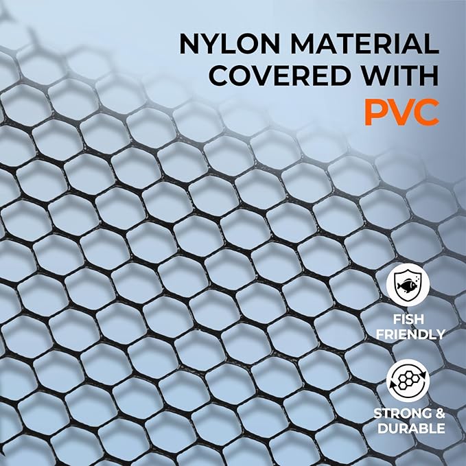 KastKing Brutus Folding Landing Net with Boat Hook, Foldable, Extendable, Lightweight & Strong, Multi-Functional Built-in Boat Hook, Non-Slip & Bright Orange TPR Handle, Two Nets Options