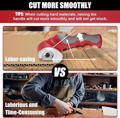 Cordless Electric Scissors, 4.2V Electric Cardboard Cutter, Power Rotary Box Cutter for DIY Crafts, Fabric, Leather Projects
