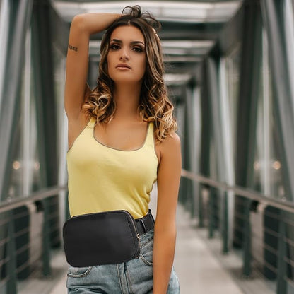 DAITET Crossbody Fanny Pack for Men&Women,Large Waist Bag & Hip Bum Bag with Adjustable Strap for Outdoors Workout Traveling Casual Running Hiking Cycling