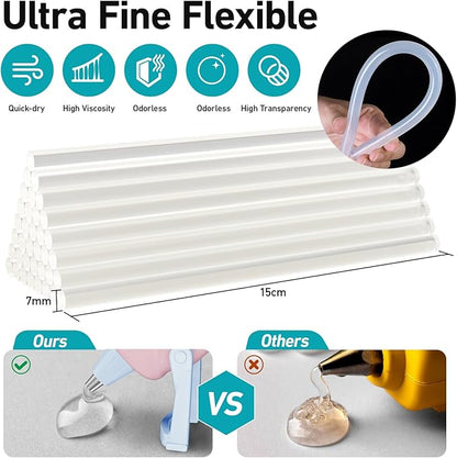 Hot Glue Gun, Cordless Hot Glue Gun with 30 Premium Glue Sticks (7×150mm), 90s Fast Heating, 2600mAh Type-C Rechargeable for DIY Crafts, Home Repairs, Creative Projects and Gift Making, Pink ﻿