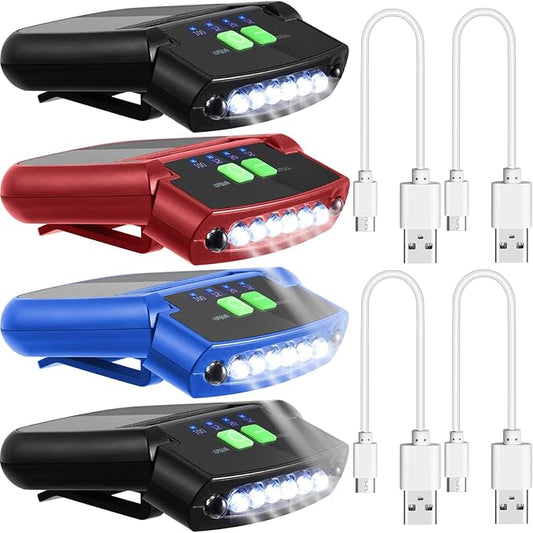 Mudder LED Clip on Cap Lights USB Rechargeable Cap Flashlight Clip Waterproof Ultra Bright Hat Flashlight Headlamp for Fishing Camping Hand Work