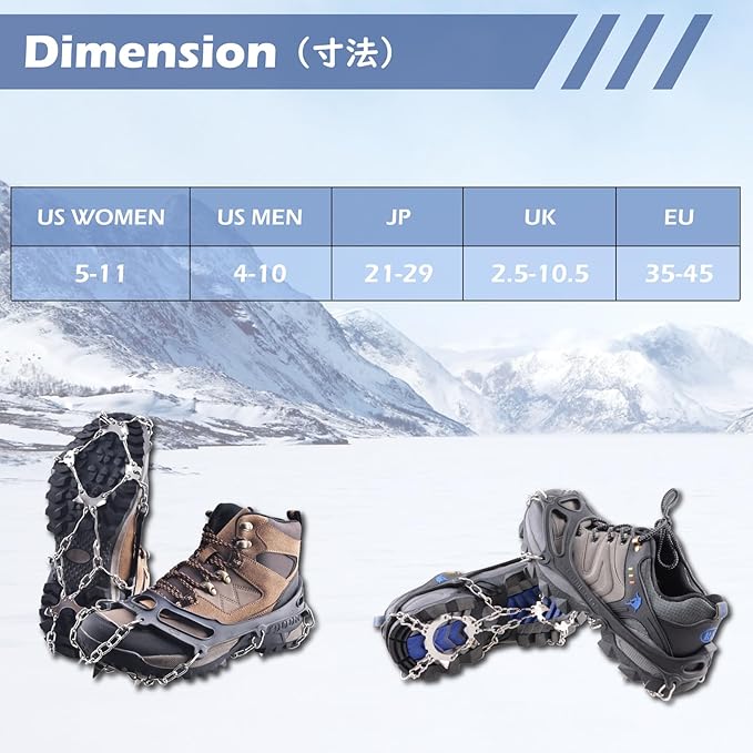 TRIWONDER Crampons for Boots Shoes Traction Ice Cleats Snow Grips Anti Slip Stainless Steel Micro Spikes for Hiking Fishing Walking Climbing Jogging Mountaineering