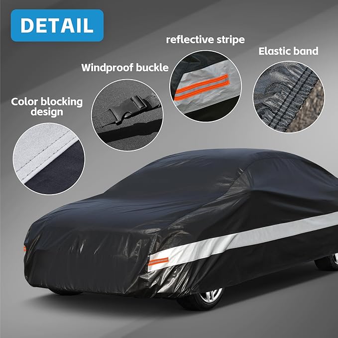 10 Layers Car Cover Waterproof All Weather for Coupe Hatchback,100% Waterproof Outdoor Car Covers Custom Fit for Mazda Miata MX5 MX-5, Toyota Mr2, Pontiac Solstice, Kia Rio, etc