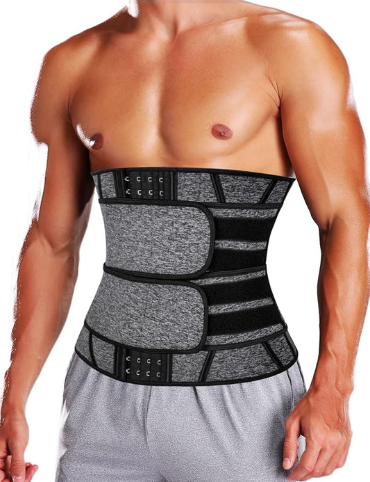 KIWI RATA Mens Workout Waist Trainer Corset Neoprene Sauna Sweat Trimmer Cincher Belt Extra Belly Compression Belts