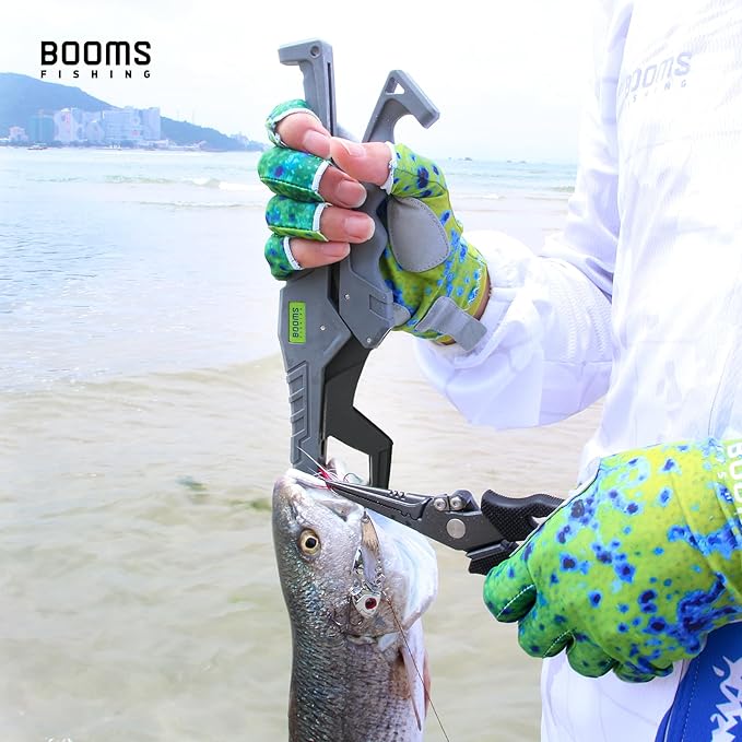 Booms Fishing G05 Lip Gripper Saltwater, 9.4" Plastic Catfish Grippers Pliers, Grabber Tool With Lanyard, Grips for Kayak Fishing Accessories, Great Holder for Caught Fish