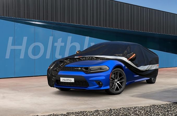 10 Layers Sedan Car Cover Waterproof All Weather for Automobiles,100% Waterproof Outdoor Car Covers Rain Snow UV Dust Protection. Custom Fit for Audi A8, BMW 7 Series, Dodge Charger,etc