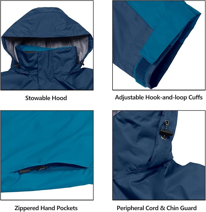 Little Donkey Andy Men's Waterproof Rain Jacket Outdoor Lightweight Rain Shell Coat for Hiking,Golf,Travel