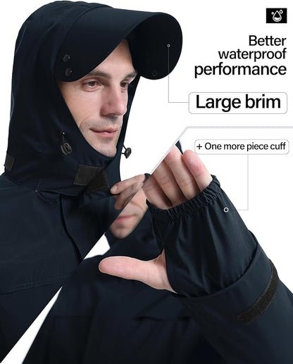 iCreek Rain Suit Waterproof Jacket with Pants 2 Pieces Breathable Lightweight Packable Raincoat with Hooded Rain Gear Unisex